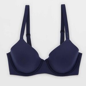 Aerie SMOOTHEZ Full Coverage Lightly Lined Bra Navy‎ Blue Soft Comfort Size 32D